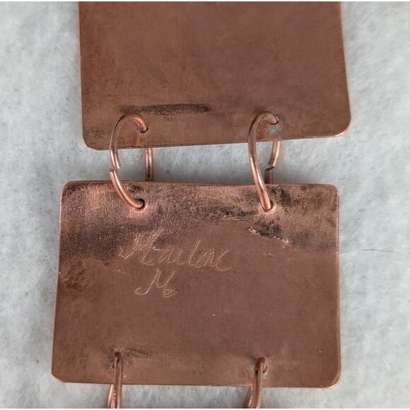 Copper links + Etched German silver(nickel) light oxydized 7.75" NWT signed OOAK - Picture 4 of 8